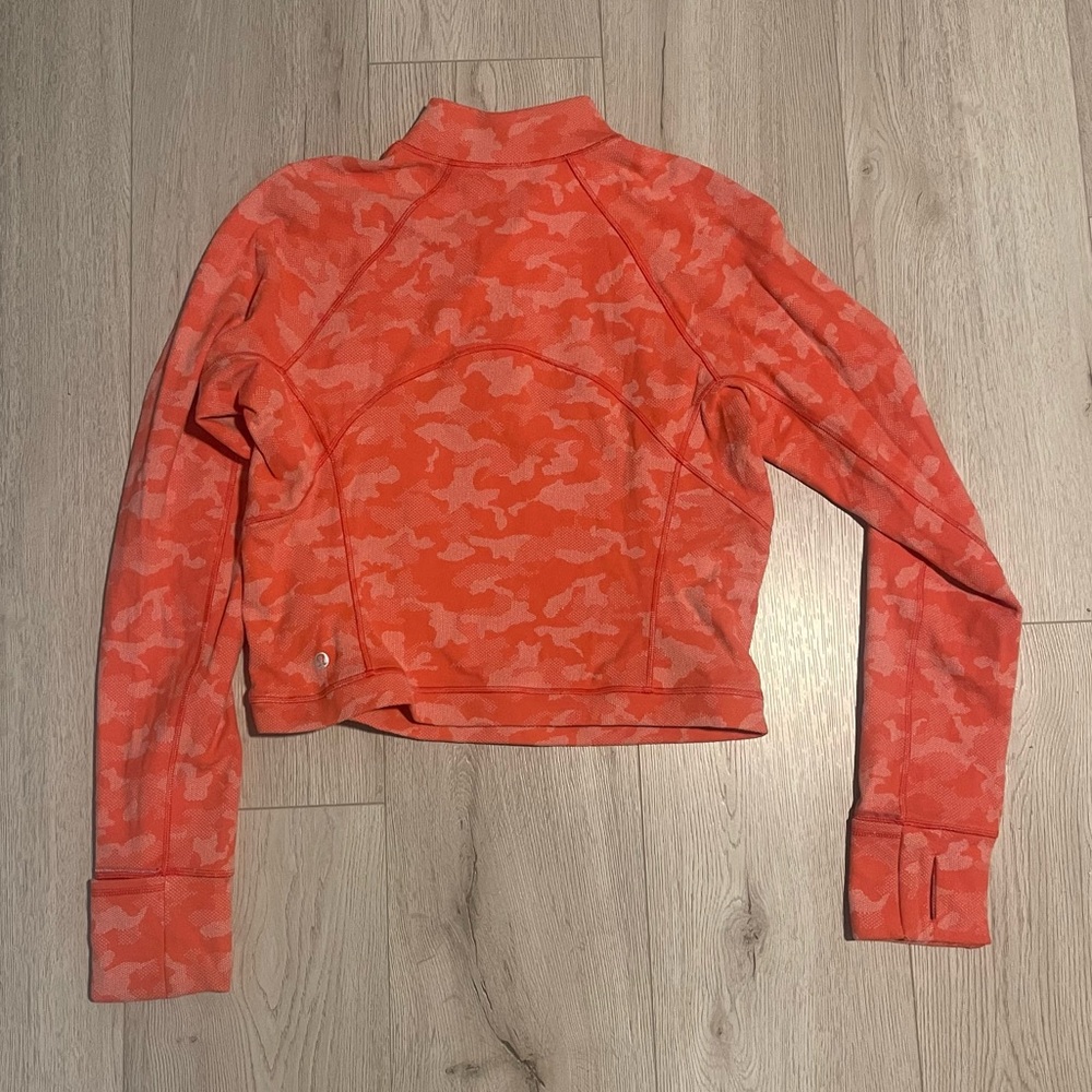 Lululemon Its Rulu Run Cropped Half Zip - Heritage Camo Jacquard Raspberry Pink - Picture 8 of 8